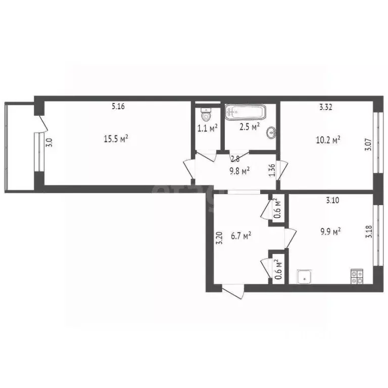 2-к кв. Забайкальский край, Чита Инструментальная ул., 6 (50.7 м) - Фото 2