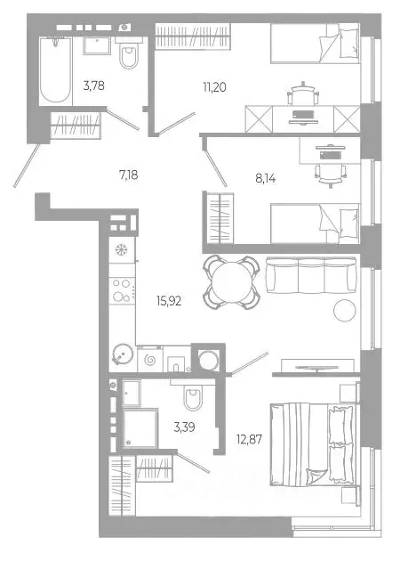 3-к кв. Астраханская область, Астрахань Разум жилой комплекс (62.48 м) - Фото 1