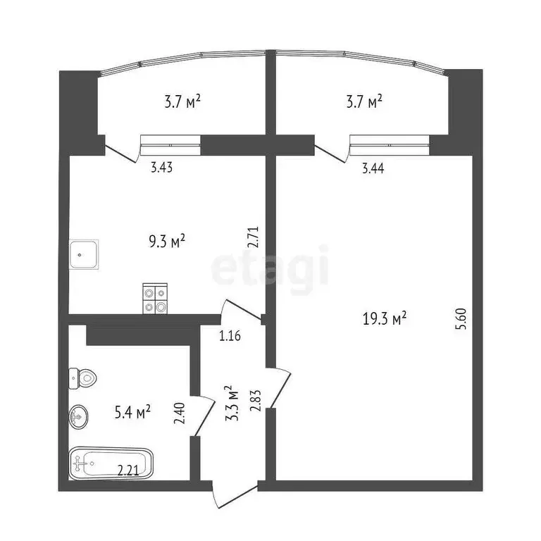 1-комнатная квартира: Тюмень, улица Монтажников, 38 (37.4 м) - Фото 0