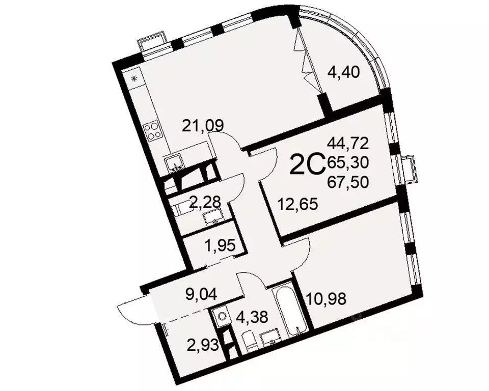 2-к кв. Тульская область, Тула ул. Коминтерна, 44 (67.5 м) - Фото 0