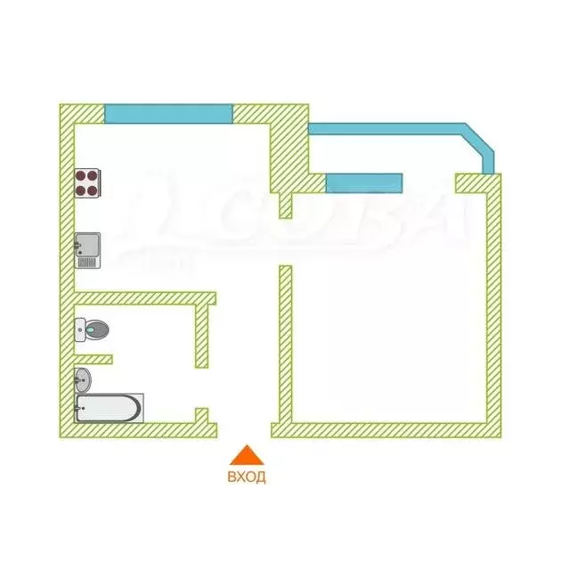 1-комнатная квартира: Тюмень, улица Федюнинского, 54 (39.3 м) - Фото 2