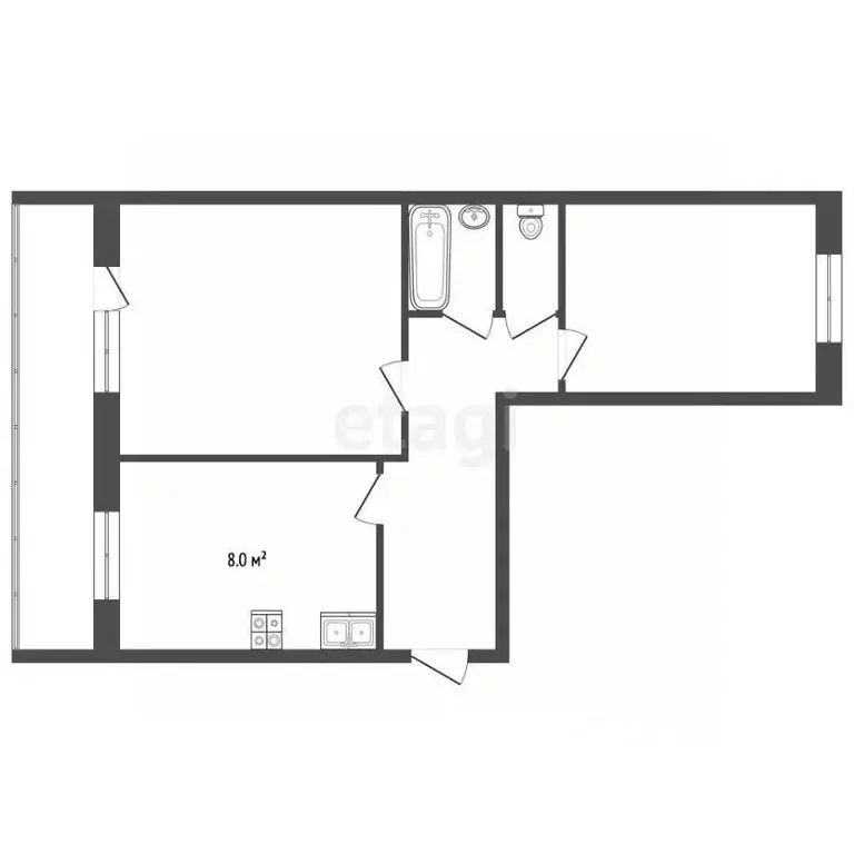 2-к кв. Калужская область, пос. Бабынино ул. Комсомольская, 45 (50.1 ... - Фото 2