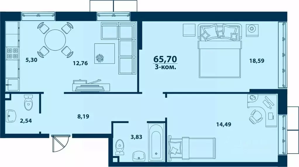 3-к кв. Башкортостан, Уфа ул. Ивана Спатара, 14 (65.7 м) - Фото 0
