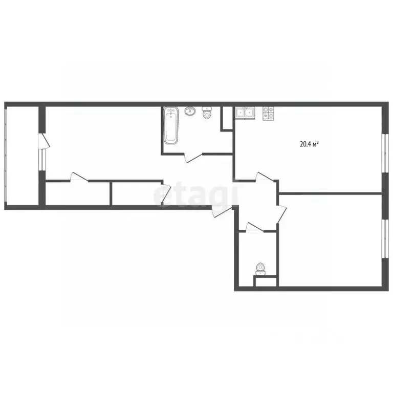 2-к кв. Санкт-Петербург бул. Вилькицкий, 7 (74.5 м) - Фото 1