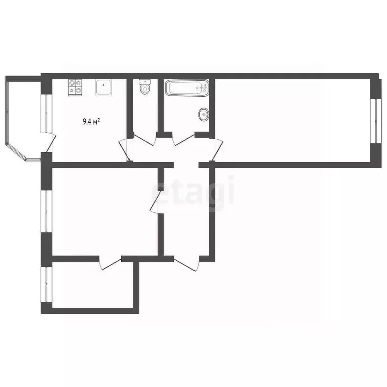 2-к кв. Тюменская область, Тюмень Широтная ул., 165к4 (61.7 м) - Фото 1