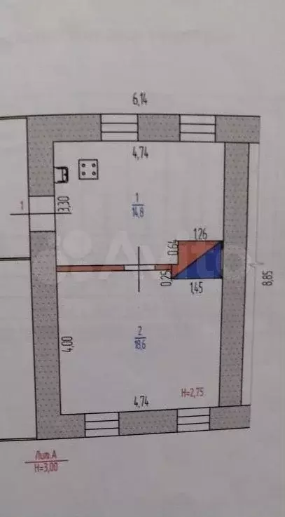 1-к. квартира, 32,5 м, 1/1 эт. - Фото 0