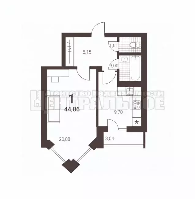 1-комнатная квартира: Смоленск, улица Крупской, 60/1 (44.86 м) - Фото 0