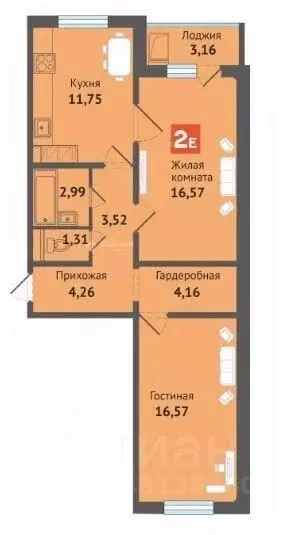 2-к кв. Чувашия, Чебоксары ул. Академика В.Н.Челомея, 14 (62.1 м) - Фото 2