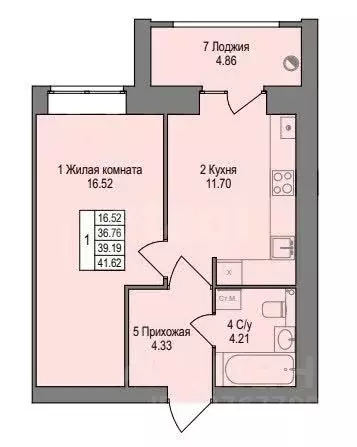 1-к кв. Марий Эл, Йошкар-Ола ул. Западная, 11 (41.62 м) - Фото 2