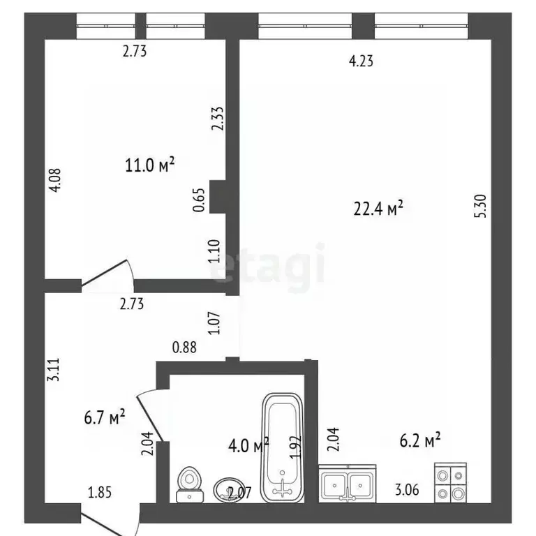 2-к кв. Калининградская область, Гурьевский муниципальный округ, пос. ... - Фото 2