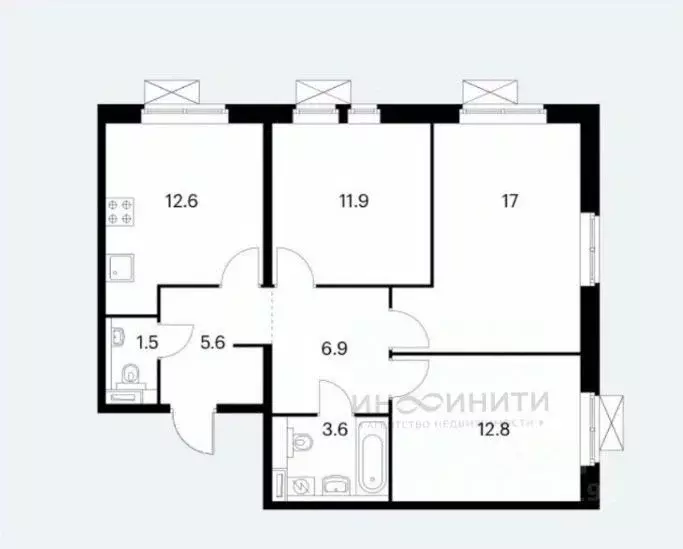 3-к кв. Московская область, Люберцы ул. 8 Марта, 12к2 (72.0 м) - Фото 2