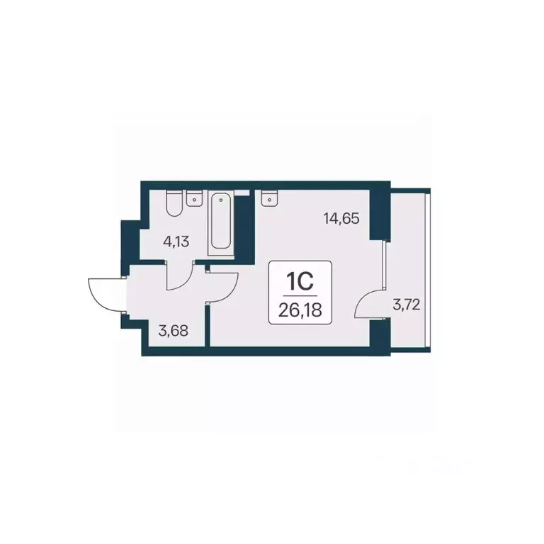 Студия Новосибирская область, Новосибирск Игарская ул., 19/4 (26.18 м) - Фото 0