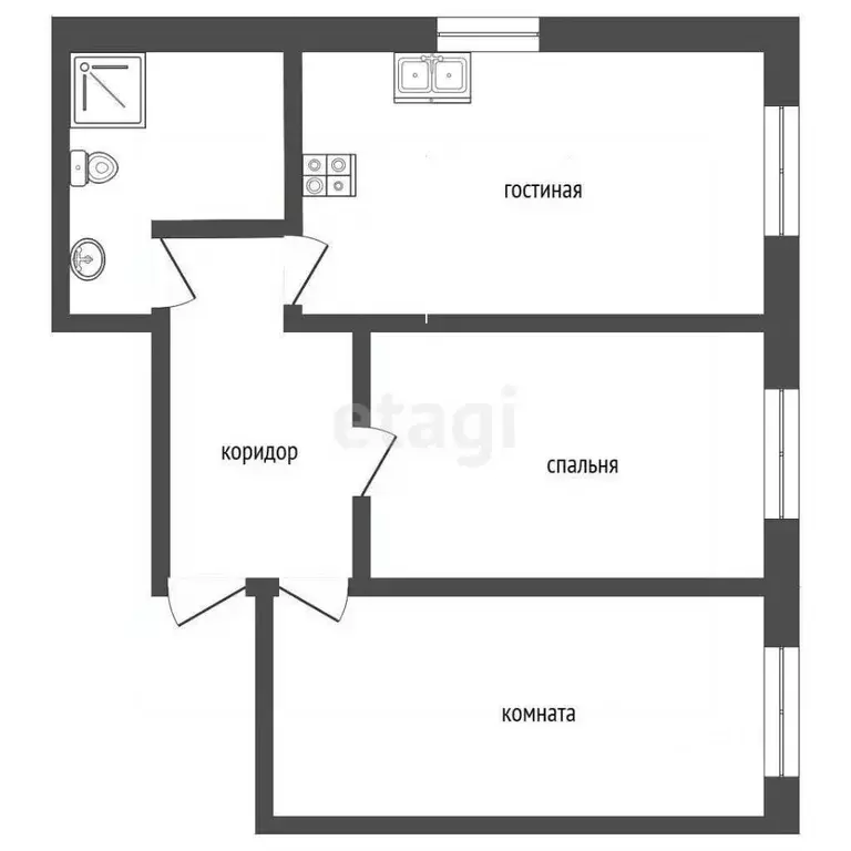 3-к кв. Белгородская область, Белгород Белгородский просп., 95 (69.0 ... - Фото 2