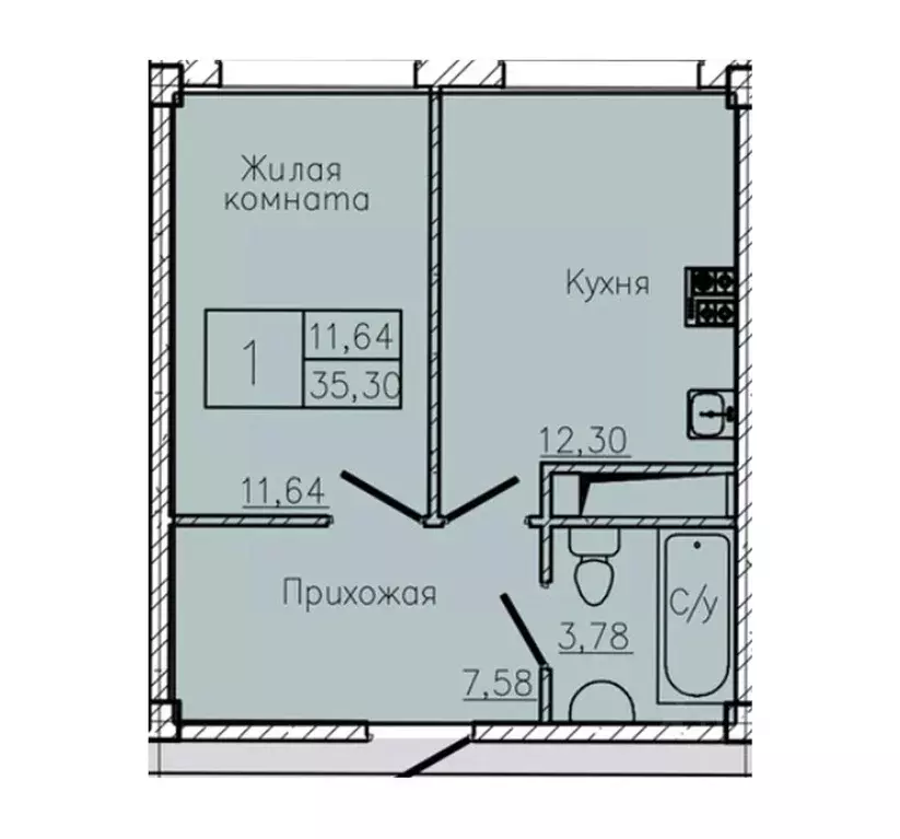 1-к кв. Ставропольский край, Пятигорск  (35.3 м) - Фото 1