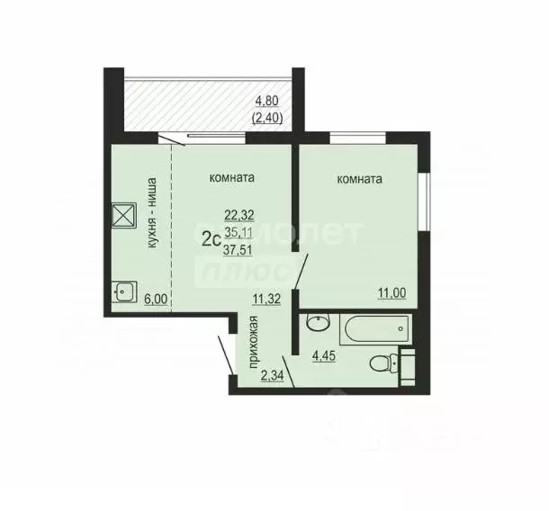 1-к кв. Челябинская область, Челябинский городской округ, пос. ... - Фото 2