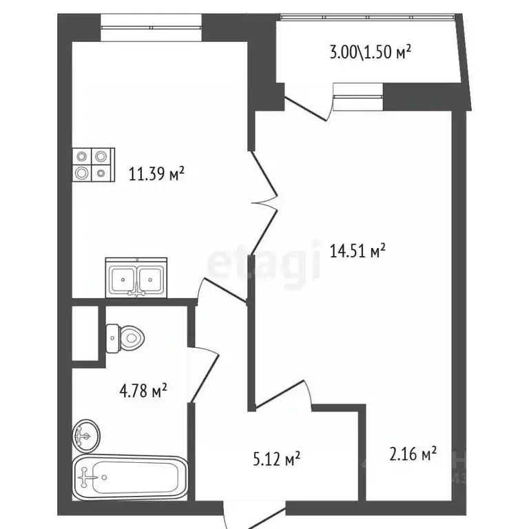 1-к кв. Санкт-Петербург пер. Ипподромный, 1к1 (38.0 м) - Фото 2