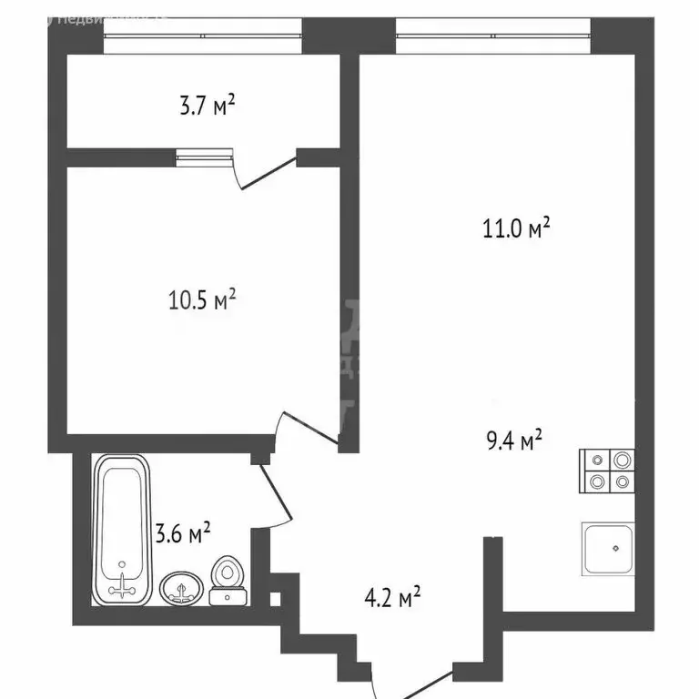 1-комнатная квартира: Тюмень, улица Эльвиры Федоровой, 1к1 (38.7 м) - Фото 1
