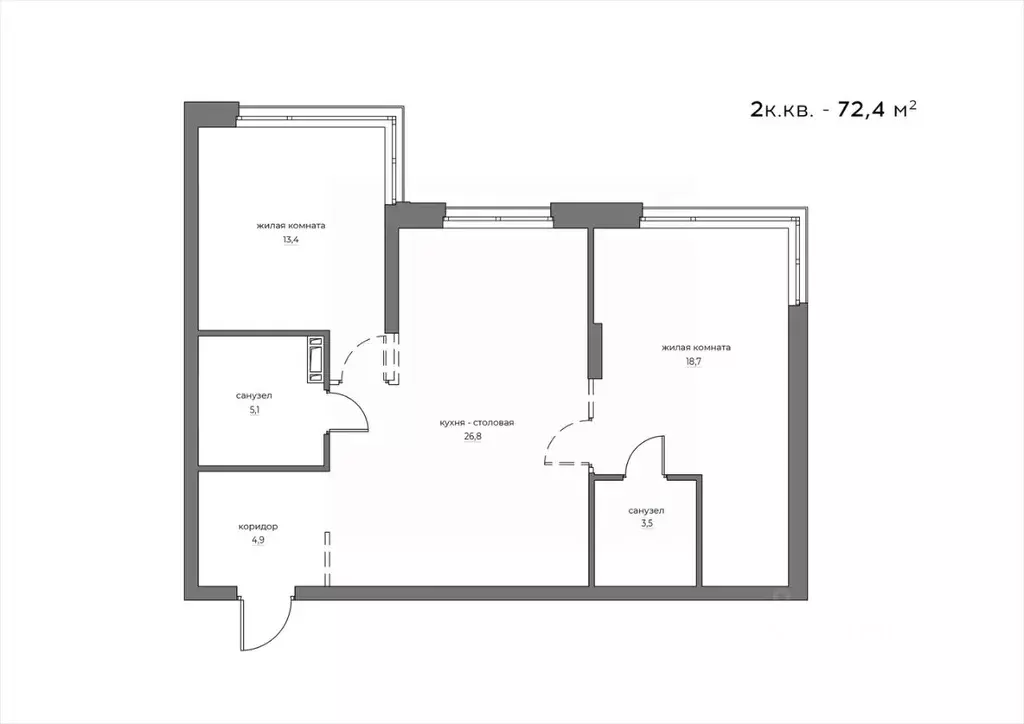 2-к кв. Пензенская область, Пенза Велларт Сити жилой комплекс (72.4 м) - Фото 1