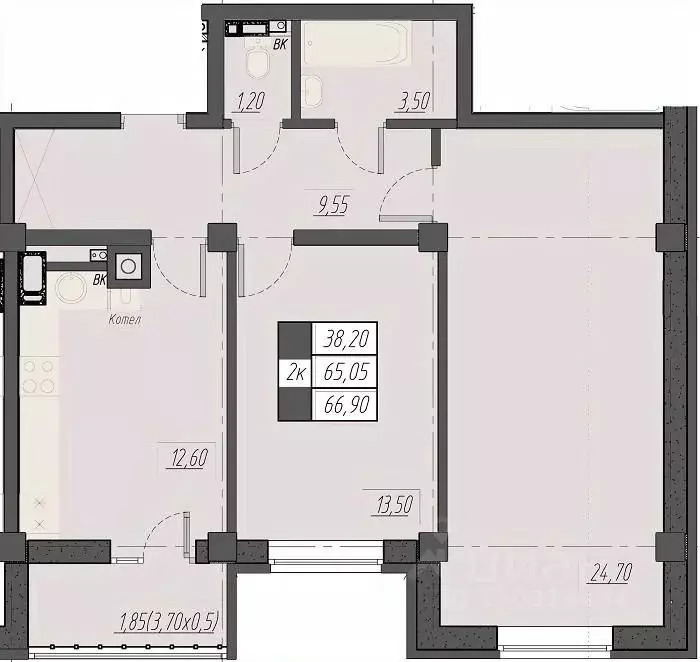 2-к кв. Ставропольский край, Пятигорск Новопятигорск мкр, Курортный ... - Фото 1