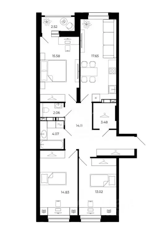 3-к кв. Липецкая область, Липецк ул. Буденного, 2 (85.0 м) - Фото 0