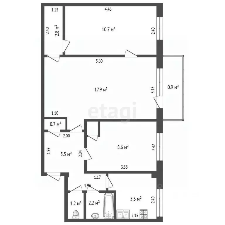 3-к кв. Забайкальский край, Чита ул. Гагарина, 16 (54.9 м) - Фото 1