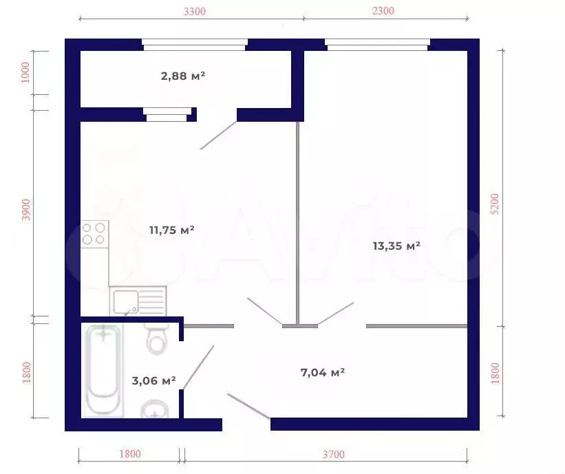 1-к. квартира, 38,1 м, 9/9 эт. - Фото 1