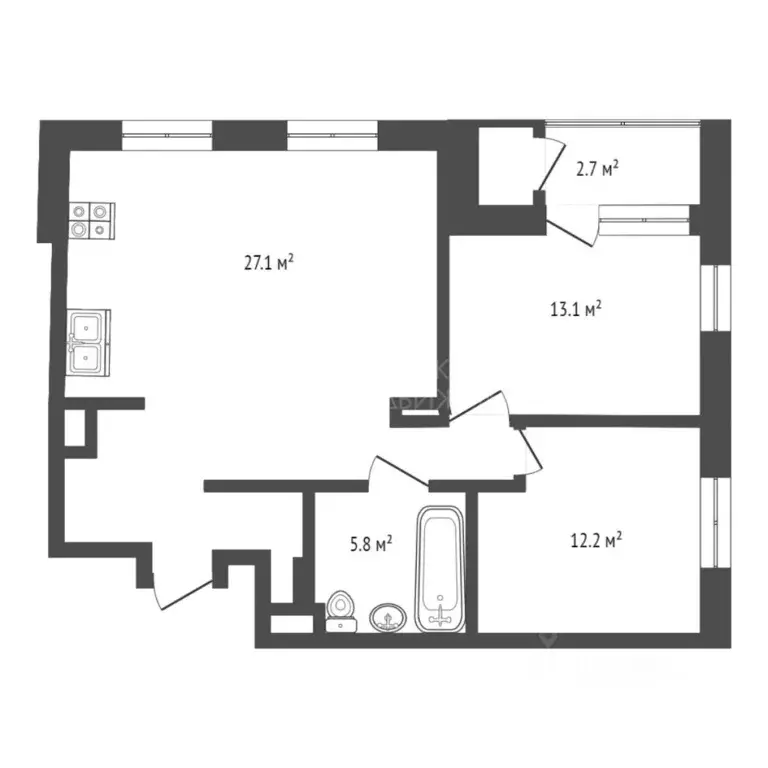 2-к кв. Тюменская область, Тюмень ул. Муравленко, 11 (74.0 м) - Фото 2