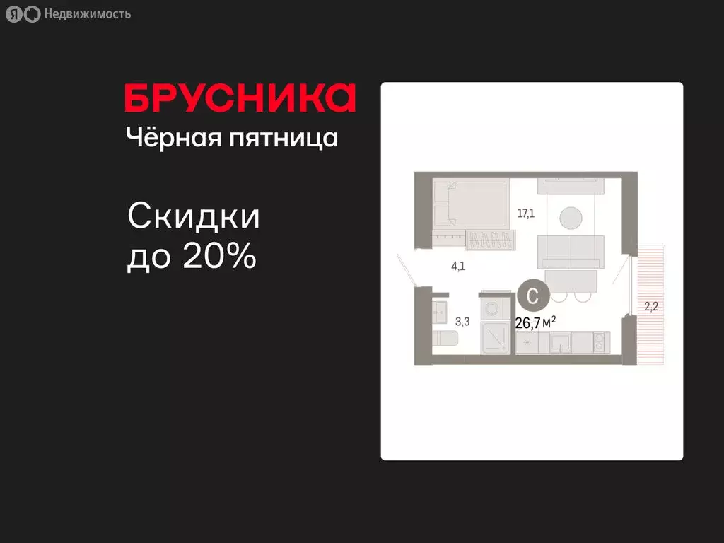 Квартира-студия: Новосибирский район, рабочий посёлок Краснообск, 3-й ... - Фото 1