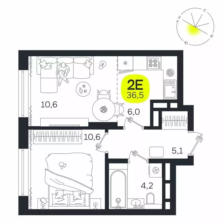 2-комнатная квартира: Екатеринбург, жилой район Южная Ботаника, ЖК ... - Фото 1