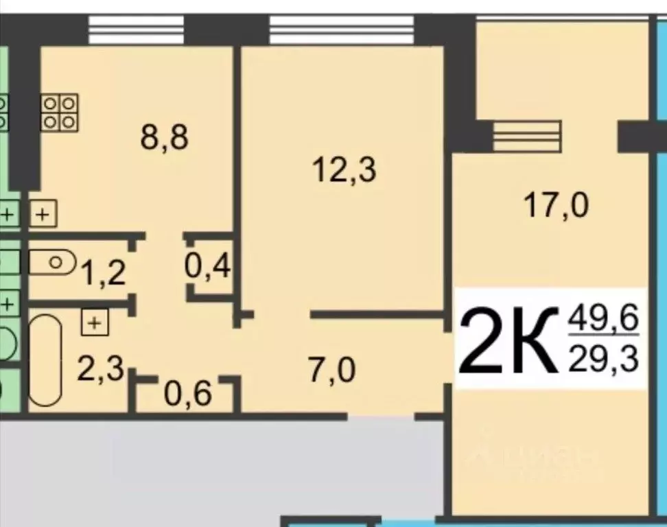 2-к кв. Нижегородская область, Нижний Новгород Мончегорский мкр, ул. ... - Фото 2