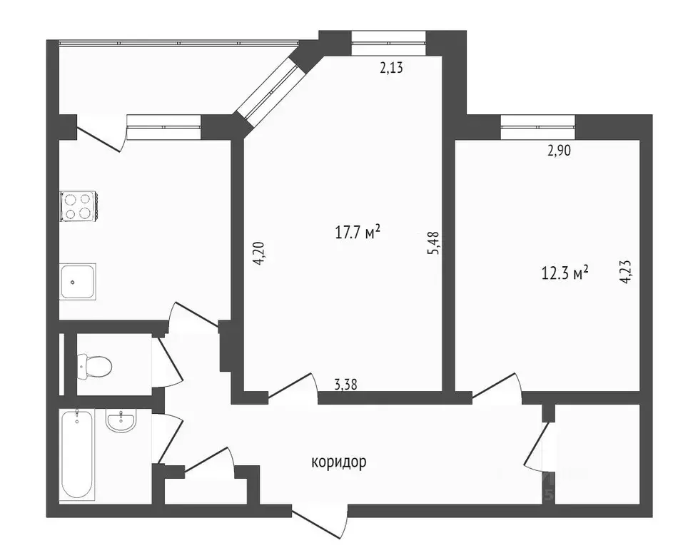 2-к кв. Ханты-Мансийский АО, Нижневартовск Ханты-Мансийская ул., 27 ... - Фото 1