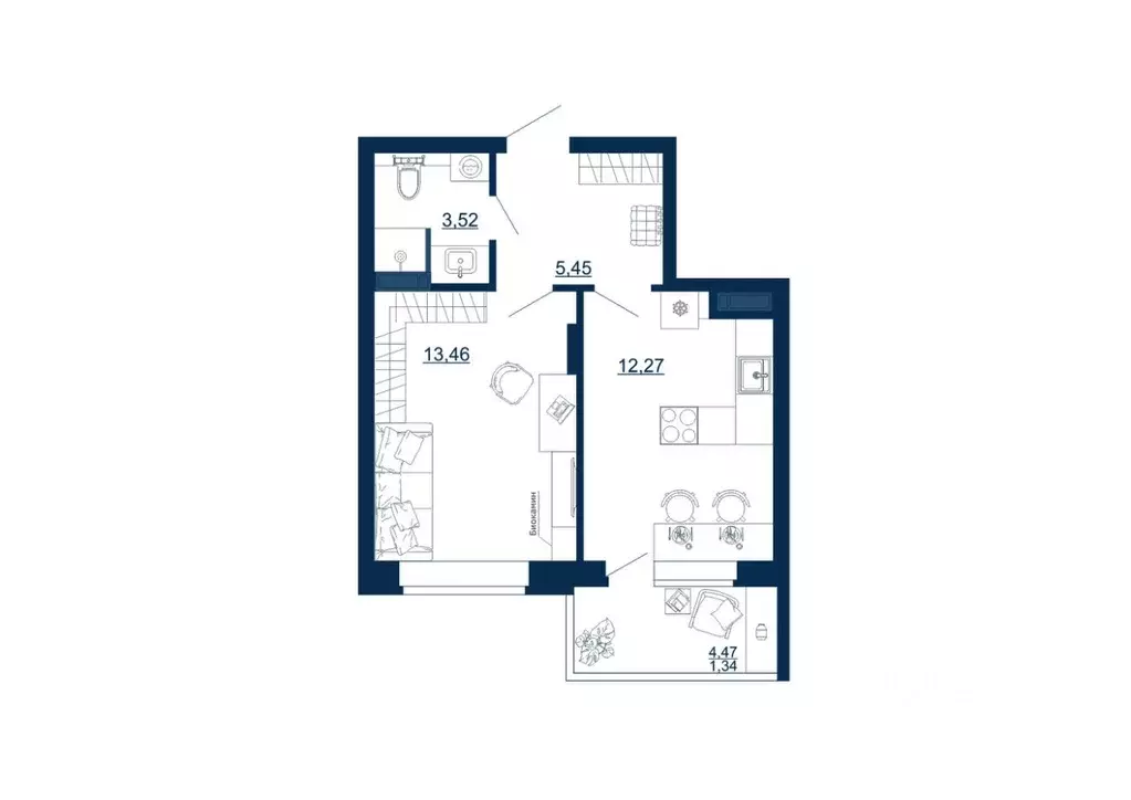 1-к кв. Воронежская область, Воронеж Московский просп., 66 (36.04 м) - Фото 1