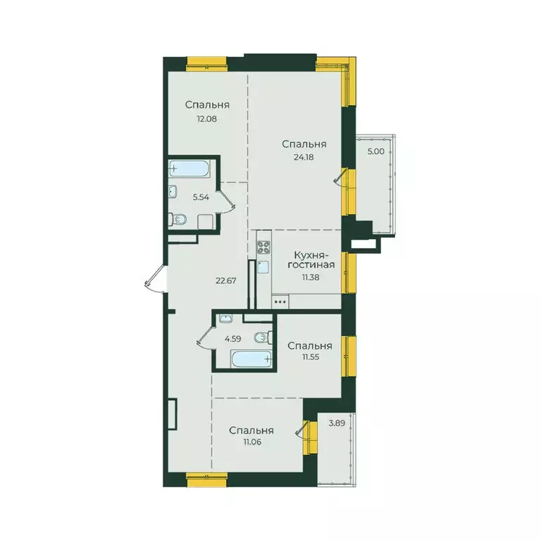 4-комнатная квартира: Иркутск, улица Пискунова, 134А (111.94 м) - Фото 1