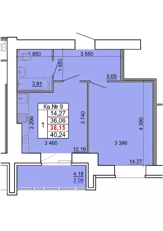 1-к кв. Костромская область, Кострома ул. Скворцова, 2 (38.15 м) - Фото 0