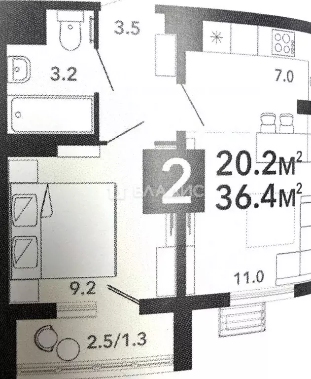 2-к кв. Пензенская область, Пенза ул. Шмидта, 24 (37.0 м) - Фото 2