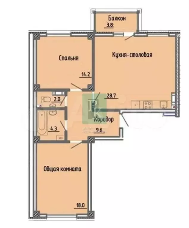 2-к. квартира, 80 м, 4/8 эт. - Фото 0