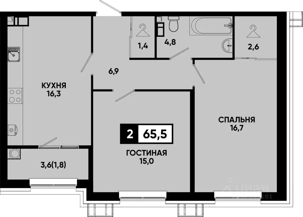 2-к кв. Ставропольский край, Кисловодск Моя Легенда жилой комплекс ... - Фото 1
