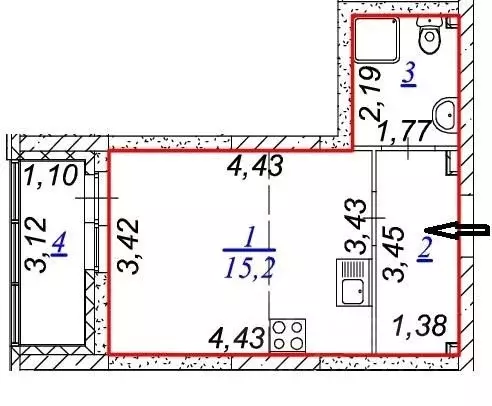 Студия Свердловская область, Екатеринбург ул. Крауля, 170 (23.6 м) - Фото 2