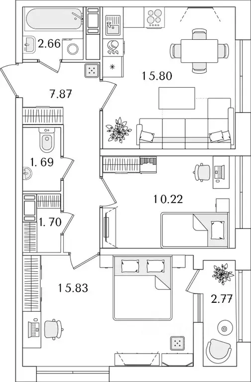 2-к кв. Санкт-Петербург Полюстрово тер.,  (57.16 м) - Фото 0