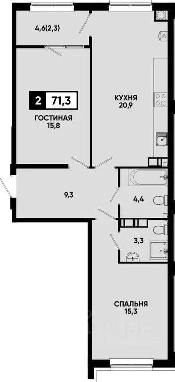 2-к кв. Ставропольский край, Кисловодск Моя Легенда жилой комплекс ... - Фото 1