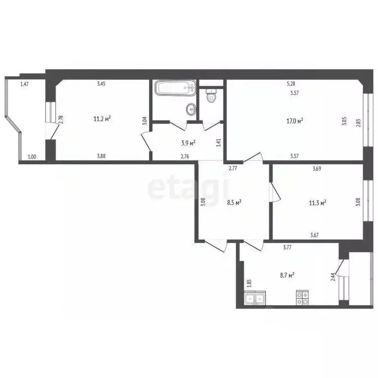 3-к кв. Костромская область, Кострома Южная ул., 13 (64.4 м) - Фото 2