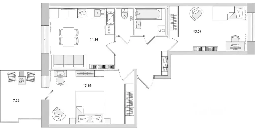 2-к кв. Санкт-Петербург Пулковское ш., 42к6 (65.0 м) - Фото 2