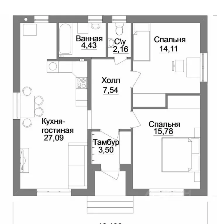 Дом в Ростовская область, Азов Азовский район, ул. Владимирская (69 м) - Фото 1