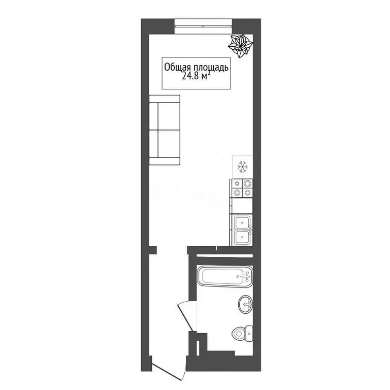 Квартира-студия: Новосибирск, Железнодорожный район, Железнодорожная ... - Фото 1