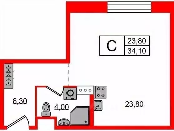 Студия Санкт-Петербург Херсонский проезд, 6 (34.0 м) - Фото 2