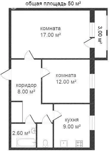2-комнатная квартира: посёлок Фанерник, улица Геофизиков, 31 (50.2 м) - Фото 1