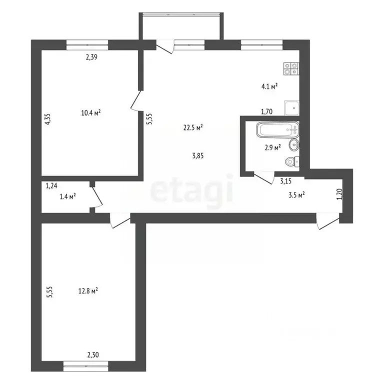 3-к кв. Амурская область, Благовещенск ул. Ленина, 184 (57.6 м) - Фото 1