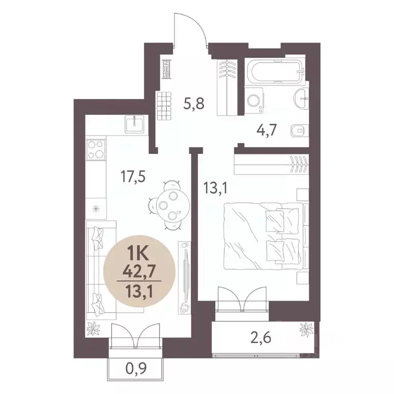 1-к кв. Новосибирская область, Новосибирск  (42.7 м) - Фото 0