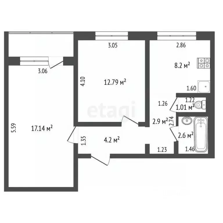2-к кв. Ярославская область, Ярославль ул. Строителей, 5к8 (50.0 м) - Фото 1