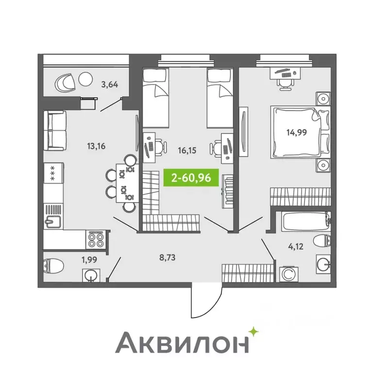 2-к кв. Санкт-Петербург ул. Чирикова, 5 (59.8 м) - Фото 0